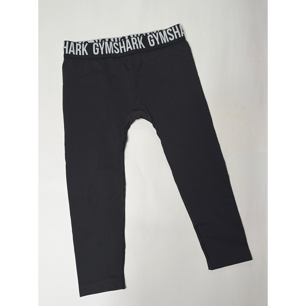 Gymshark Fit Cropped Leggings Black Branded Waistband GLLG4276 Womens Medium